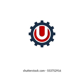 Letter U Gear Logo Design Element