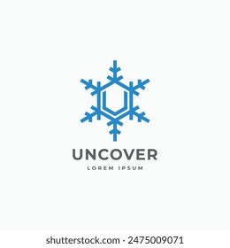 Letter U with geometric snowflake logo. Vector illustration