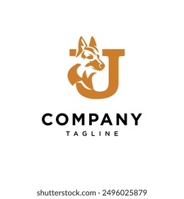 Letter U German Shepherd Logo Icon Vector