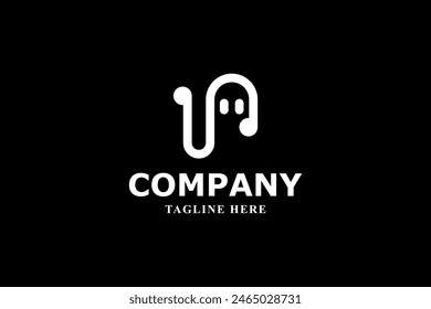 letter u and a ghost minimal logo