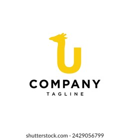 Letra U Giraffe logo icono vector template.eps