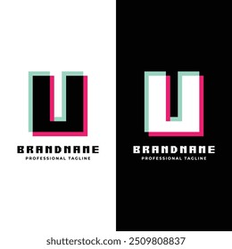 Letter U Glitch Logo, Great for Futuristic and Innovative Projects