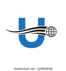 Letter U Global Logo Combined With Global Icon, Earth Sign For Business and Technology Identity Template