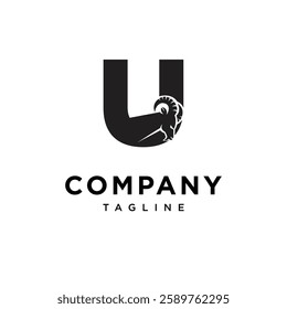 Letter U Goat Logo Icon Vector