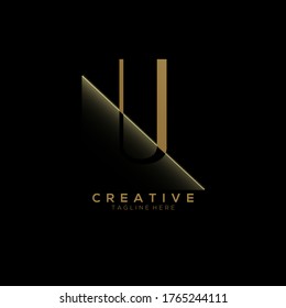 Letter U, Gold Logo Design with Creative Paper Cut