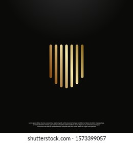 Letter U gold Logo icon monogram design. Vector graphic design template element. black background. eps10