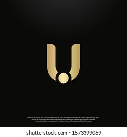 Letter U gold Logo icon monogram design. Vector graphic design template element. black background. eps10
