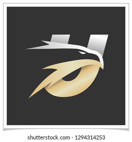 Letter U Gold Silver Eagle Logo