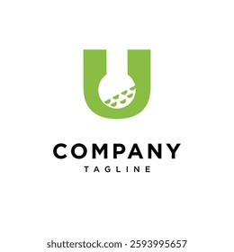 Letter U Golf Ball Logo Icon Vector