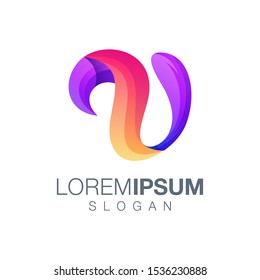 letter U gradient color logo design