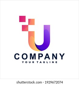letra u diseño de logotipo gradiente