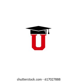 letter U with graduation cap logo