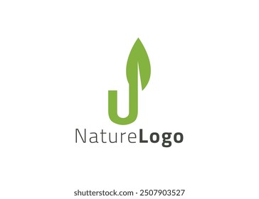 Letter U Green abstract leaf logo design template