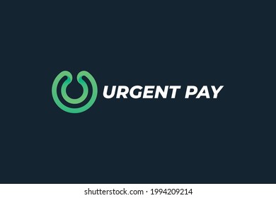 Letter U green color urgent pay online payment logo