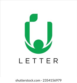 Letter U With GROW logo design. Linear creative minimal monogram symbol. Universal elegant vector logotype. Graphic alphabet symbol for corporate identity