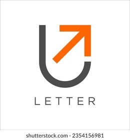 Letra U con diseño de logotipo GROW. Símbolo de monograma mínimo creativo lineal. Logotipo vectorial universal elegante. Símbolo gráfico del alfabeto para identidad corporativa