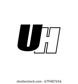 letter U and H logo overlapping black negative