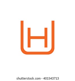 letter U and H monogram square shape logo orange