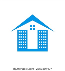 letter u h real estate logo design vector