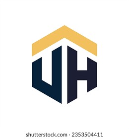 letter u h real estate logo design vector