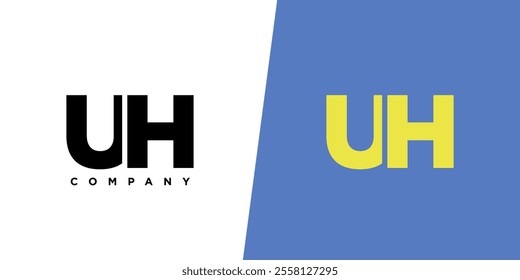 Letter U and H, UH logo design template. Minimal monogram initial based logotype.