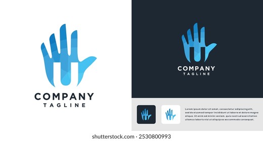 Letter U hand logo design template	
