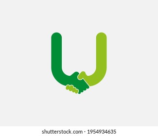 Letter U with hand shake symbol