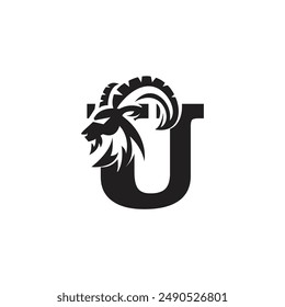 Letter U Head Goat Logo Icon Vector