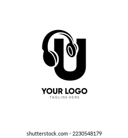 Letter U Headphone Logo Design Vektorsymbol Grafische Illustration