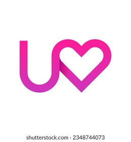 Letter U heart modern logo design