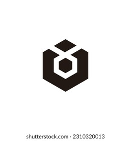 Letra U hexágono, símbolo geométrico de gema, simple vector de logotipo
