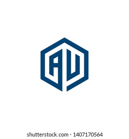 Letter A U hexagon icon logo design concept