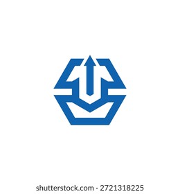 Letra U Flecha geométrica hexagonal Arriba Logotipo de éxito Vector 