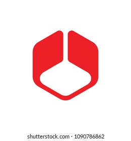 letter u hexagonal geometric design logo