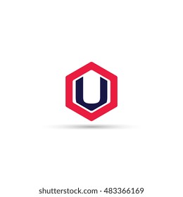Letter U Hexagonal Logo Icon