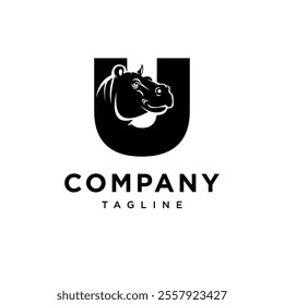 Letter U Hippo Logo Icon Vector