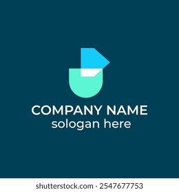 Letra U con diseño de logotipo de icono de inicio y flecha