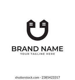 letter U home logo design