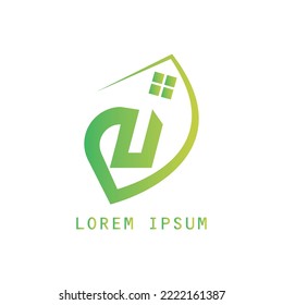 Logo de la hoja de la casa de la letra U