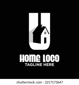 Letter U House Logo Design Template Inspiration, Vector Illustration.