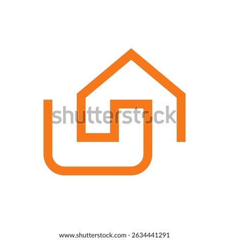 Letter U house minimal line logo design