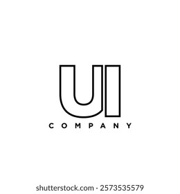 Letter U and I, UI logo design template. Minimal monogram initial based logotype.