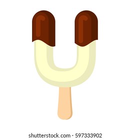 Letter U Ice Cream font. Popsicle alphabet. Cold Sweet lettering. Icecream sign ABC
