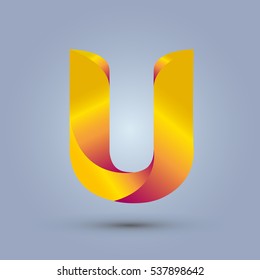 Letter U icon design and elegant typographic concept. gradient red and yellow