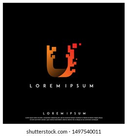 letter U icon design vector template illustration. geometric , modern logo