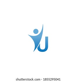 Icono de letra U con sucsi hombre abstracto delante, icono del logo del alfabeto ilustración de diseño creativo