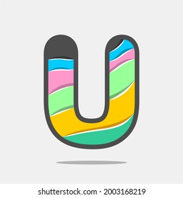 Letter U icon and logo template. New design and elegant typographic concept. Multy Colour. File EPS.