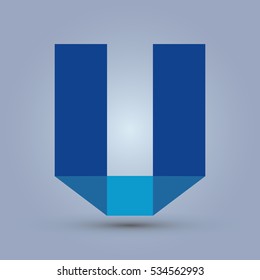 Letter U icon and logo template. Flat design and elegant typographic. Blue