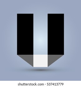 Letter U icon and logo template. Flat design and elegant typographic concept. black and white