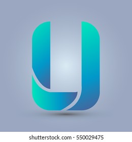 Letter U icon and logo template. New design and elegant typographic concept. blue